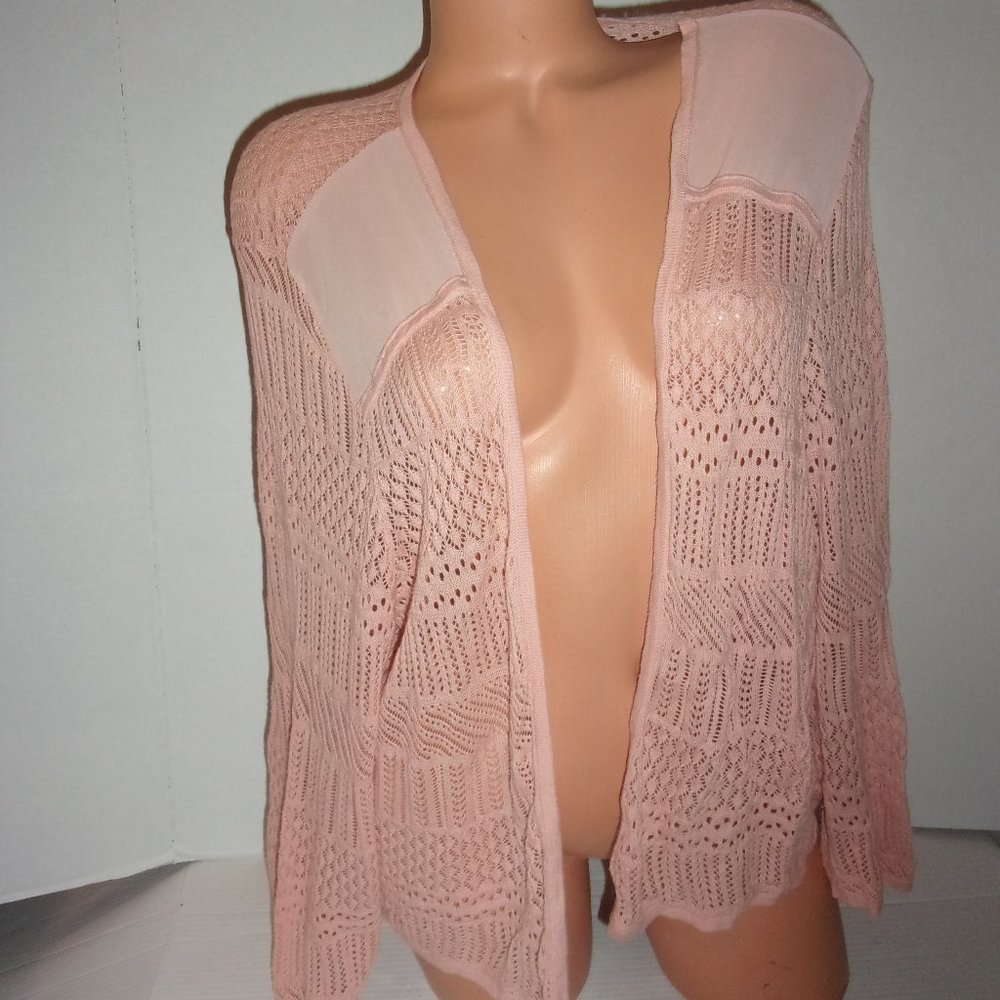 Torrid Lite-weight Knit & Chiffon Open Front Sweater